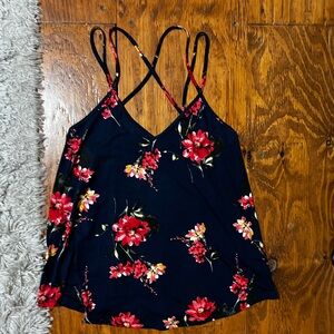 Paper moon Floral Camisole Top - Navy and Red